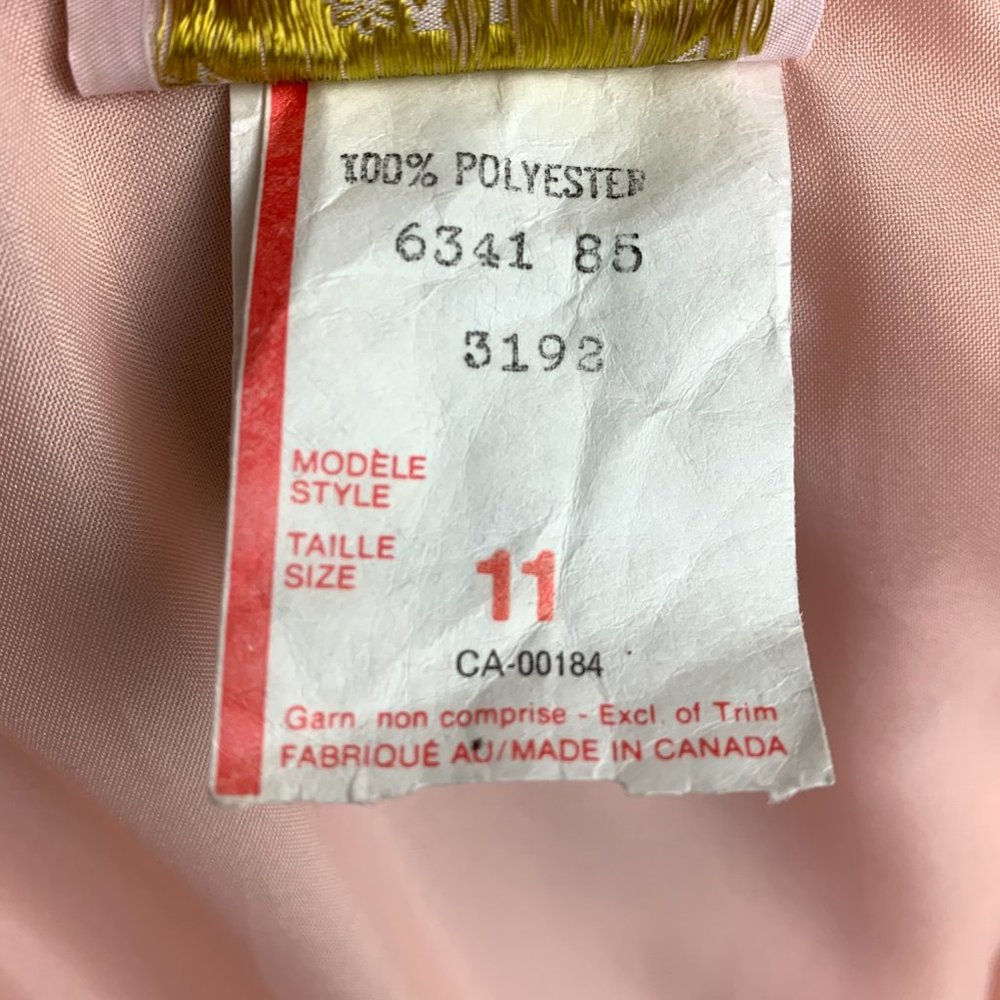 VINTAGE 80s Pink Beaded Long Sleeve Midi Party Dress - Picture 11 of 13